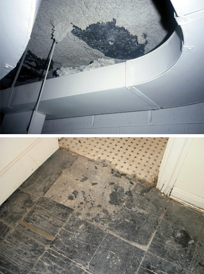 Asbestos in ceiling and floor tiles